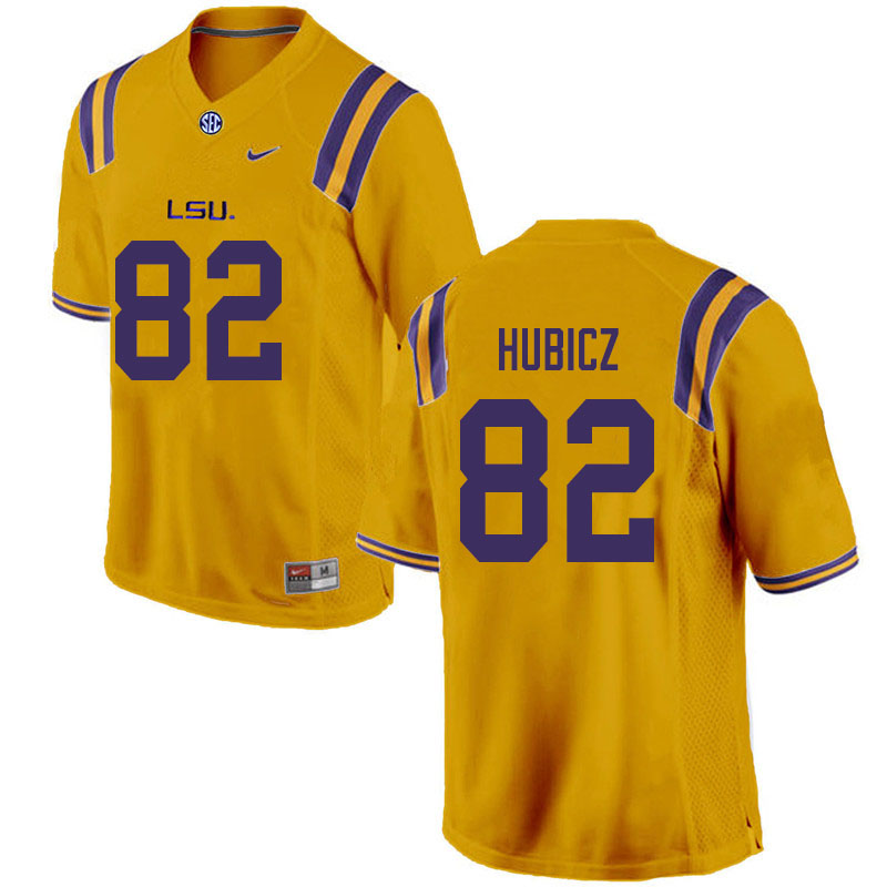 Men #82 Brandon Hubicz LSU Tigers College Football Jerseys Sale-Gold